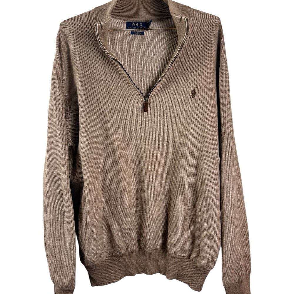 Polo Ralph Lauren Men's Beige Half-Zip Sweater - Picture 2 of 8